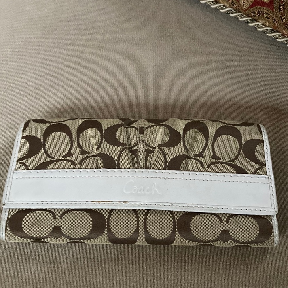 Coach wallet with zipper side snap closure